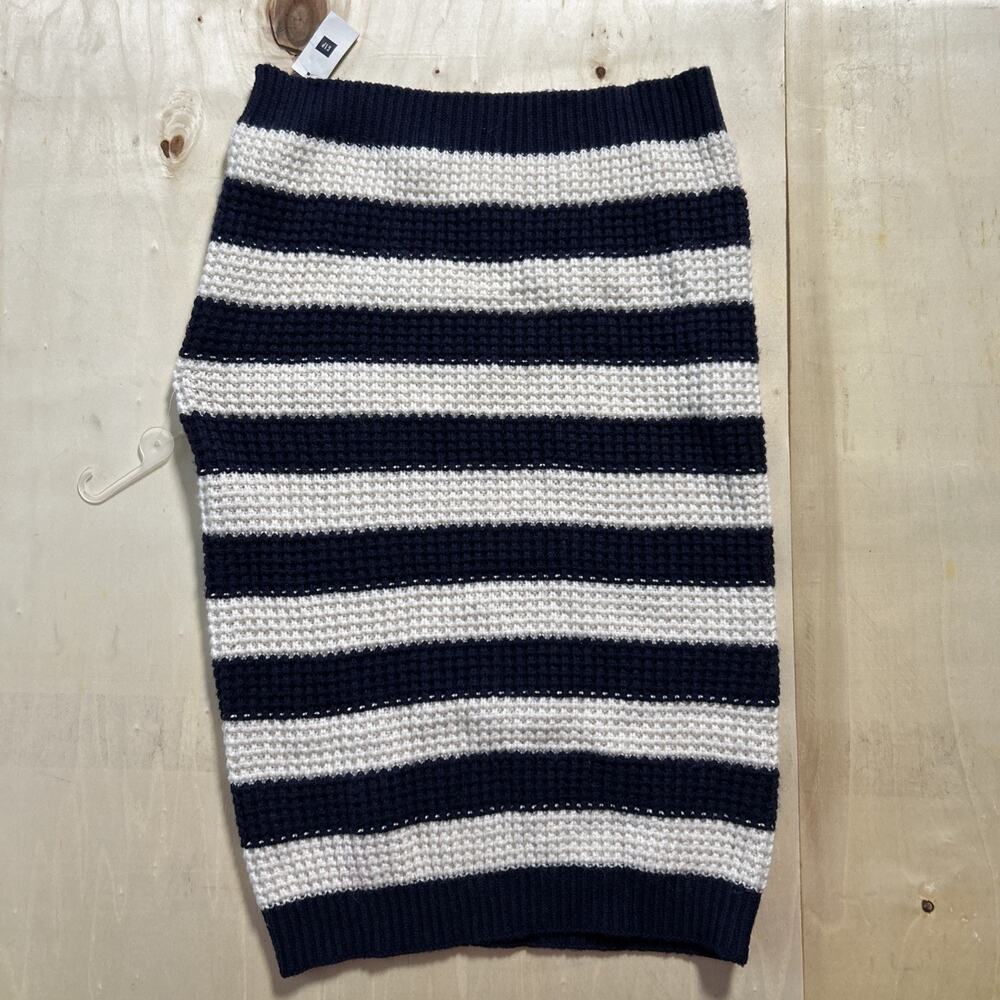 NEW Gap Striped Waffle Knit Cowl Scarf Cashmere Blend Navy Blue and White